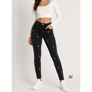 Abercrombie & Fitch High-Rise Super Skinny Ankle Women's Floral Jeans Size 25/0R